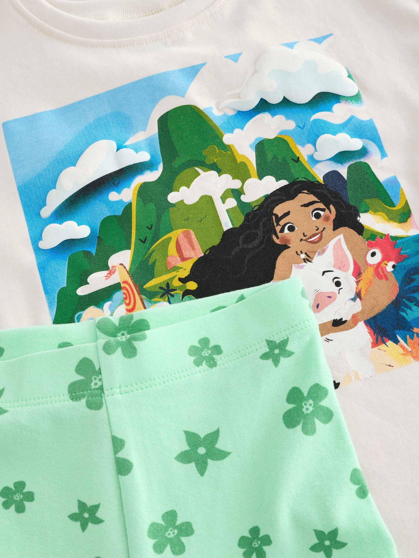 Green/Ecru Disney Moana Short Sleeve T-Shirt and Cycle Shorts Set (3mths-7yrs) image 8