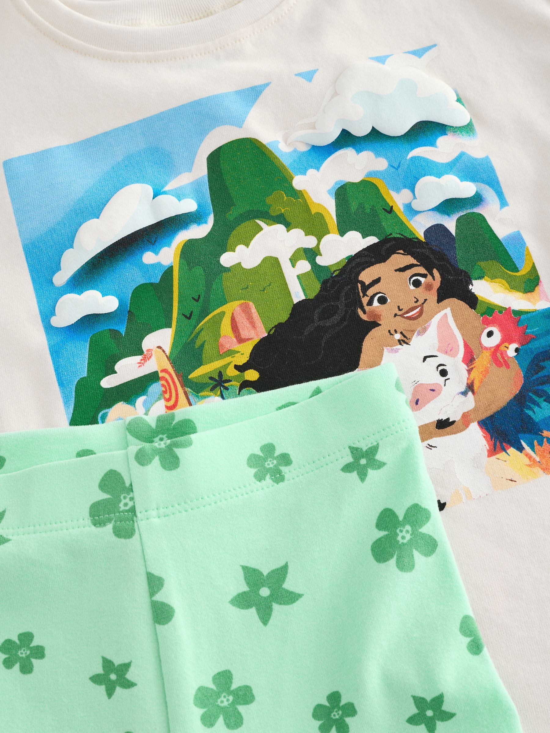 Green/Ecru Disney Moana Short Sleeve T-Shirt and Cycle Shorts Set (3mths-7yrs) image 8