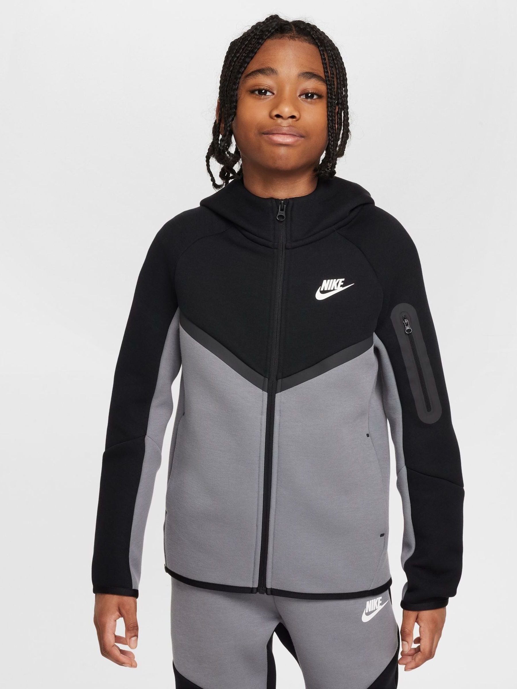 Dsiney Kidz - Nike Smoke Grey Tech Fleece Zip-Up Hoodie image 1