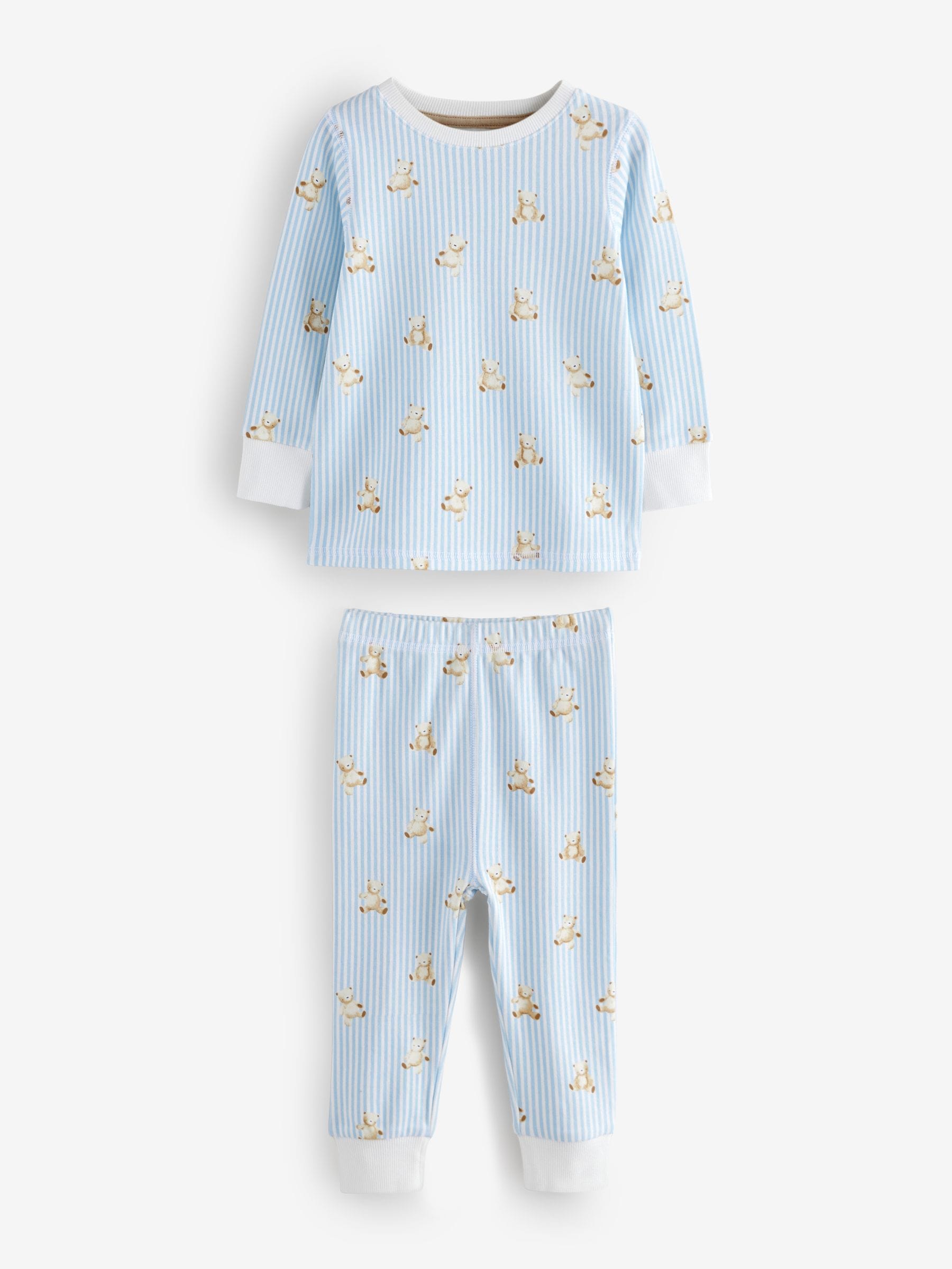 Blue/Ecru Baby Bear Snuggle Pyjamas 3 Pack (9mths-6yrs) image 3