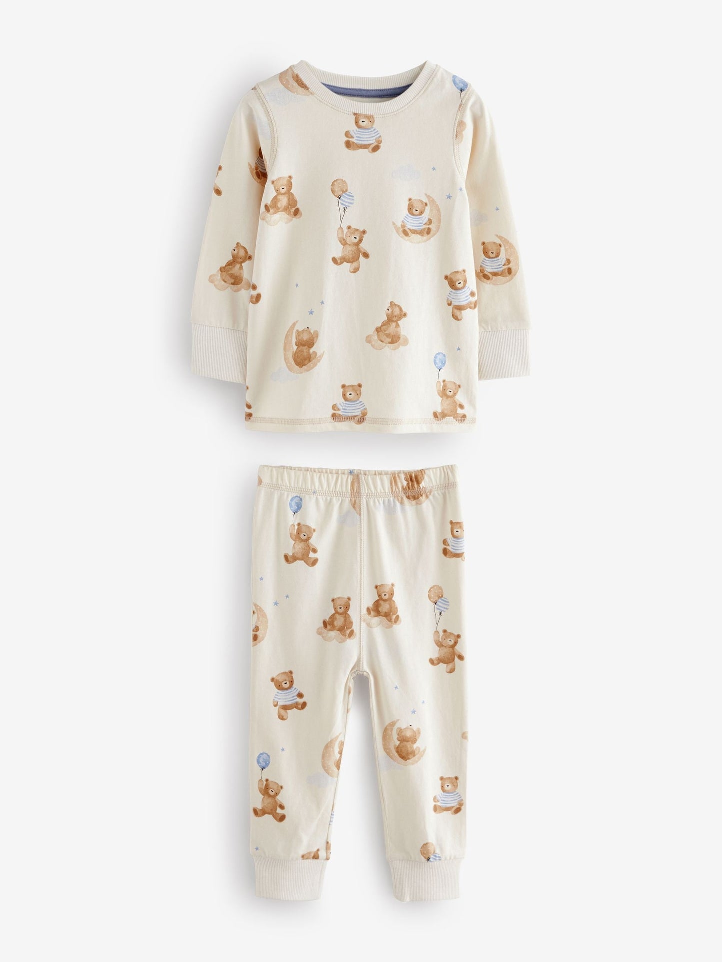 Blue/Ecru Baby Bear Snuggle Pyjamas 3 Pack (9mths-6yrs) image 4