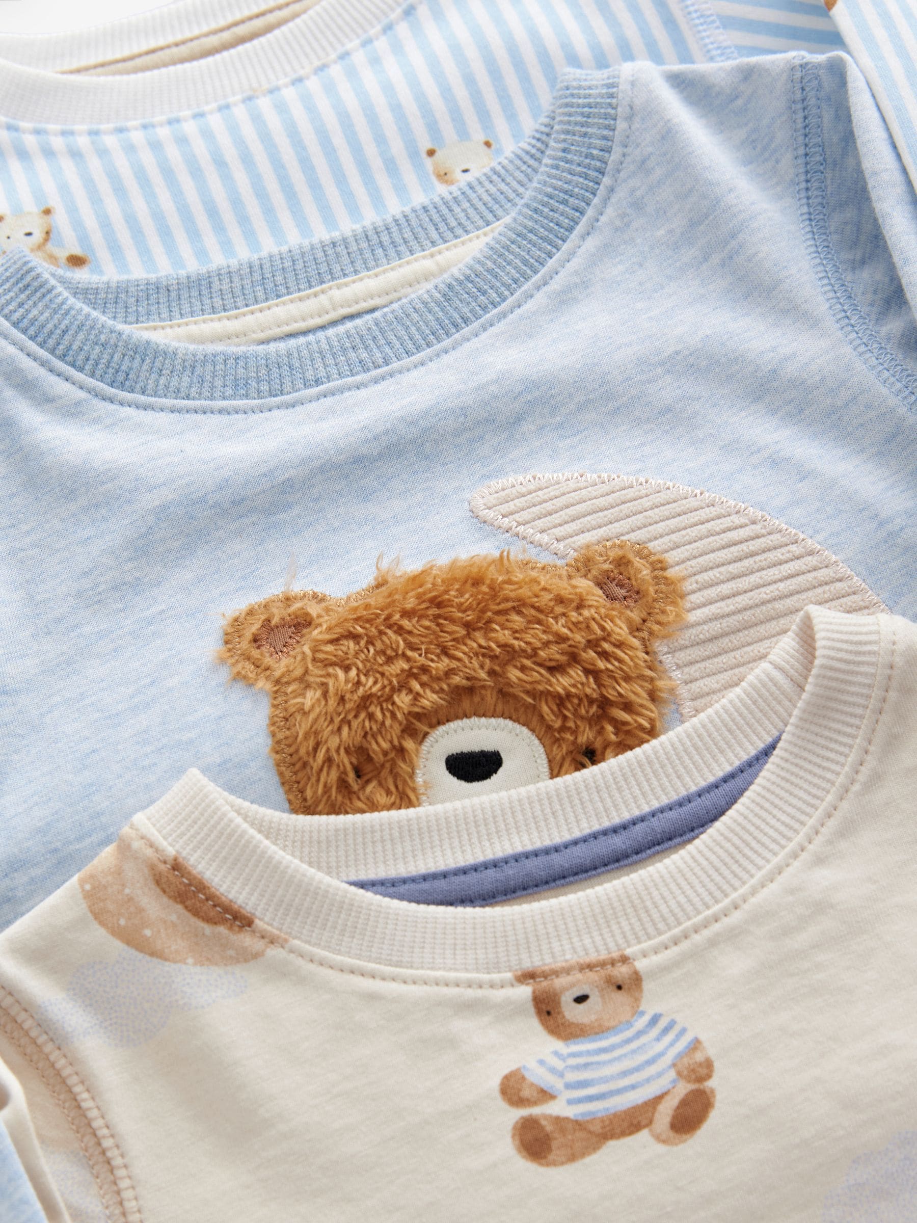 Blue/Ecru Baby Bear Snuggle Pyjamas 3 Pack (9mths-6yrs) image 6