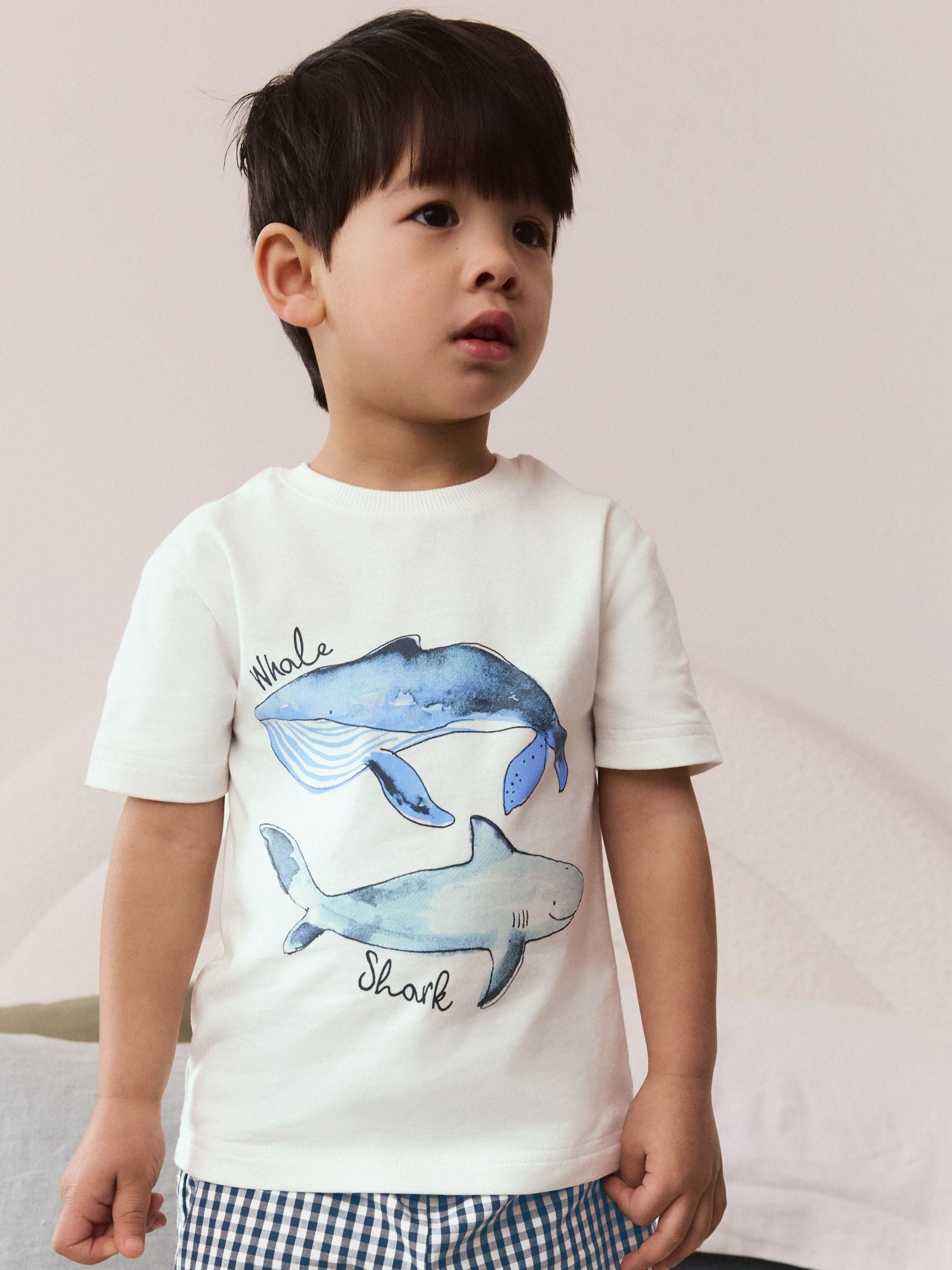 Blue/White Sea Life Short Pyjamas 3 Pack (9mths-12yrs) image 6