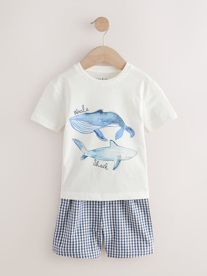 Blue/White Sea Life Short Pyjamas 3 Pack (9mths-12yrs) image 10