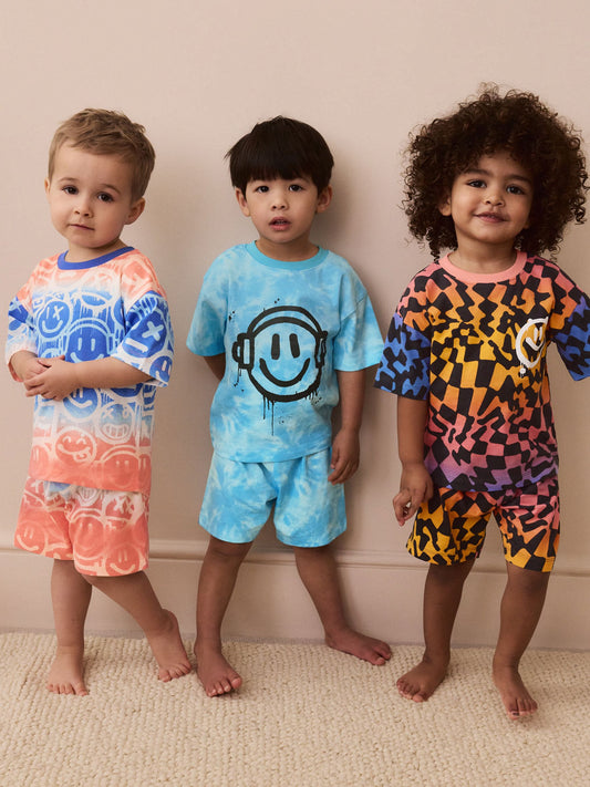 Multi Bright Tiedye Short Pyjamas 3 Pack (9mths-12yrs) image 1