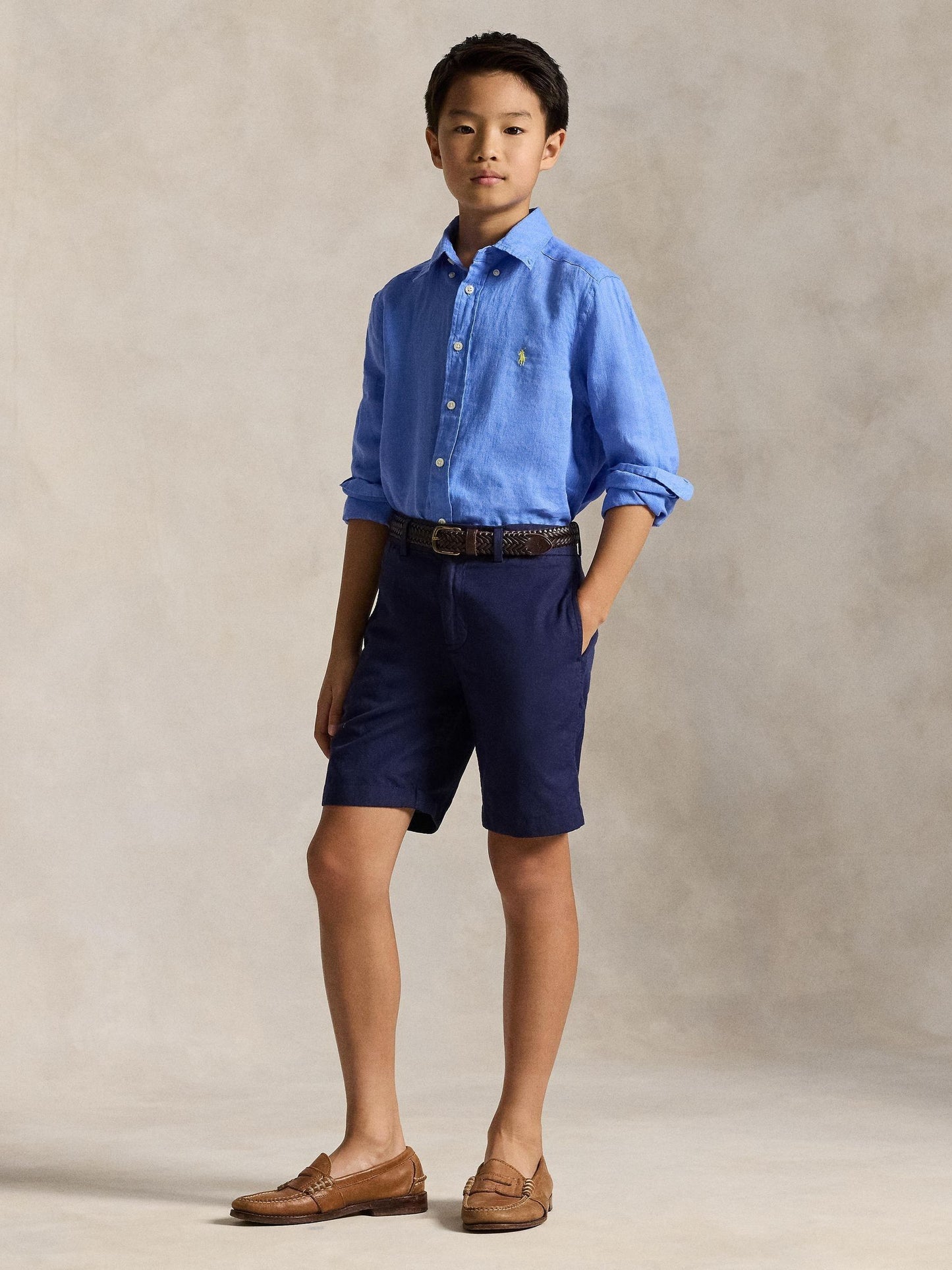 Dsiney Kidz - Polo Ralph Lauren Pale Blue Linen Logo Shirt image 2