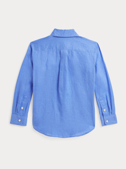 Dsiney Kidz - Polo Ralph Lauren Pale Blue Linen Logo Shirt image 5