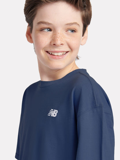 Dsiney Kidz - New Balance Blue Navy Jersey Small Logo Cotton T-Shirt image 4