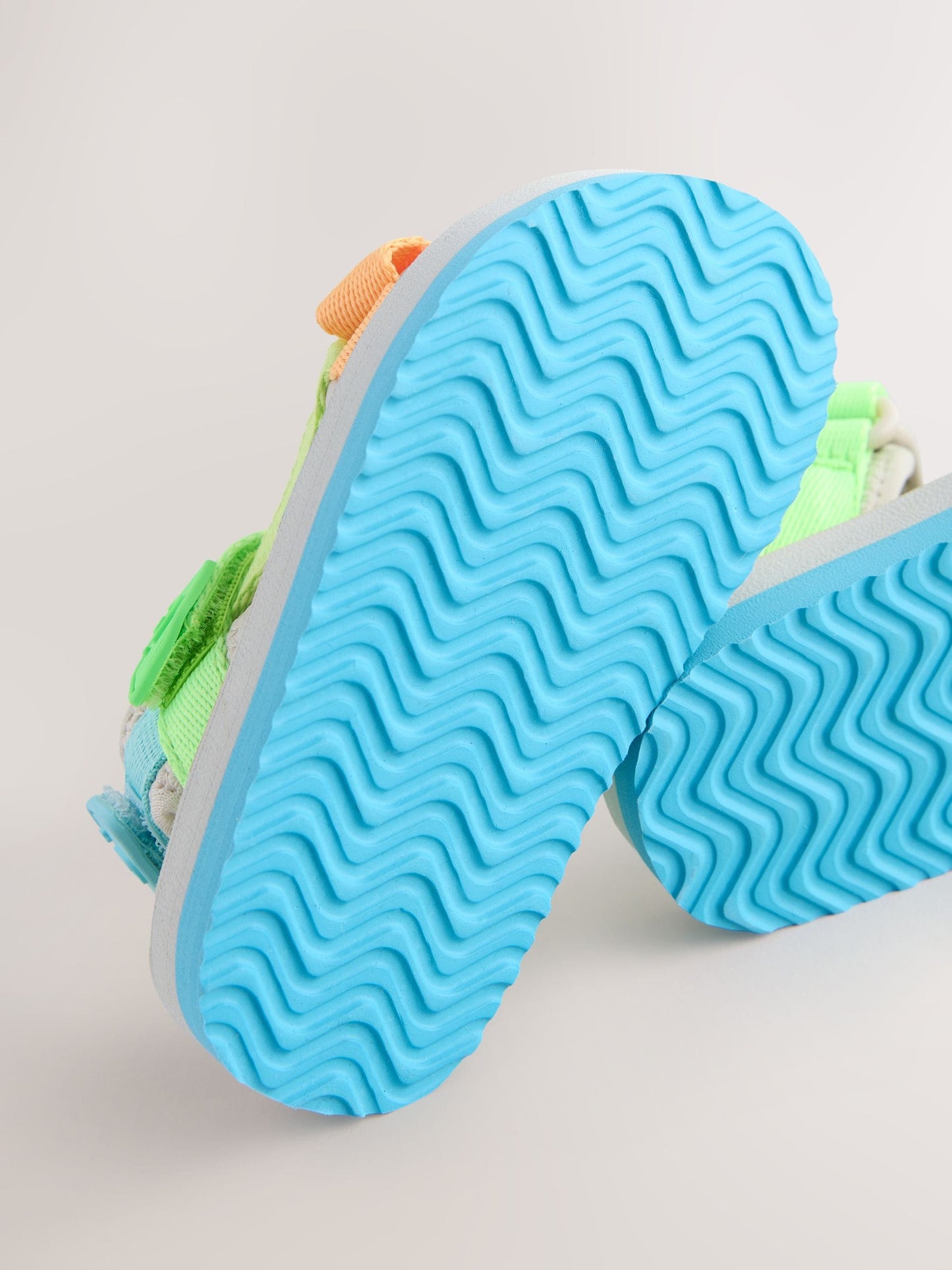 Blue/Green Bright Stripe Wide Fit (G) Touch Fastening Adjustable Strap Tape Trekker Walking Sandals image 5