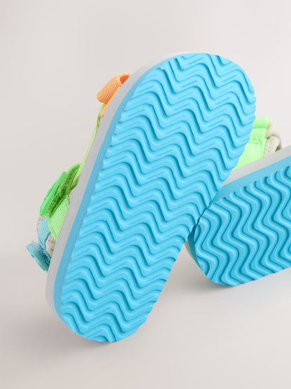 Blue/Green Bright Stripe Wide Fit (G) Touch Fastening Adjustable Strap Tape Trekker Walking Sandals image 5