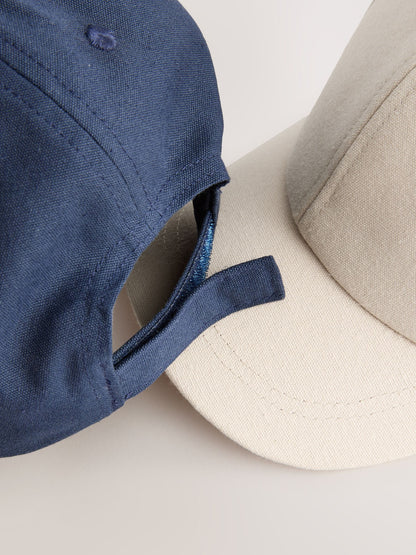 Navy/Stone Baseball 100% Cotton Caps 2 Pack (1-16yrs) image 3