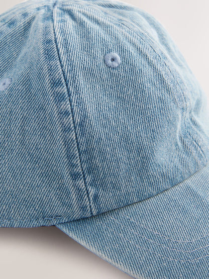 Washed Blue Denim Cotton Baseball Cap Hat (1-16yrs) image 2