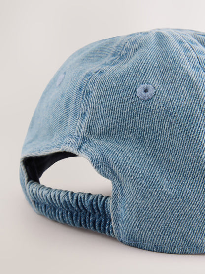 Washed Blue Denim Cotton Baseball Cap Hat (1-16yrs) image 3