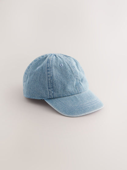Washed Blue Denim Cotton Baseball Cap Hat (1-16yrs) image 1