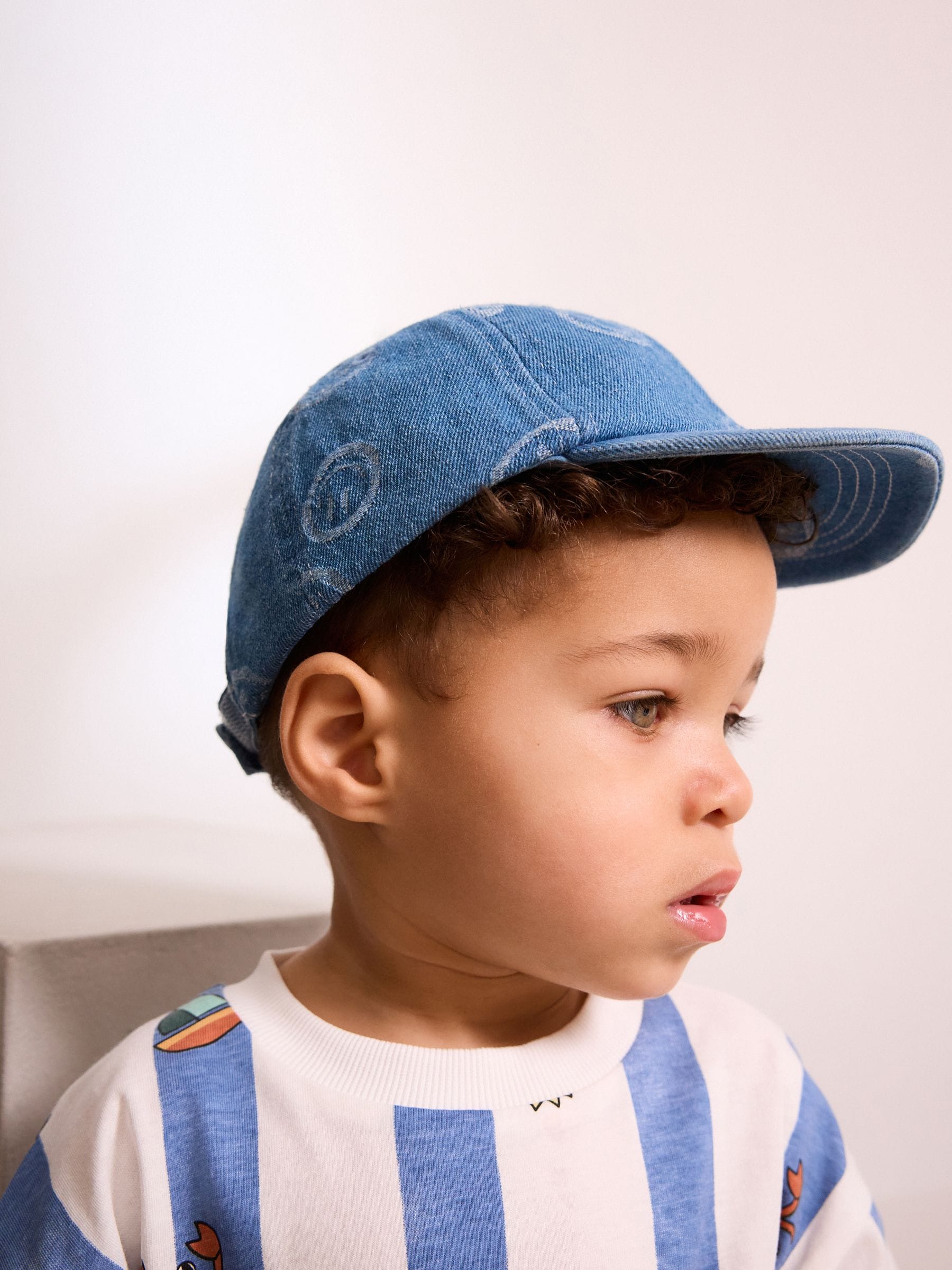 Denim Happy Face 100% Cotton Baseball Cap Hat (3mths-16yrs) image 3