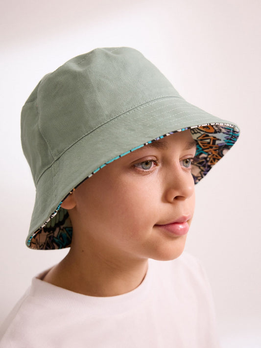 Skull Grafitti Print 100% Cotton Reversible Bucket Hat (1-16yrs) image 3