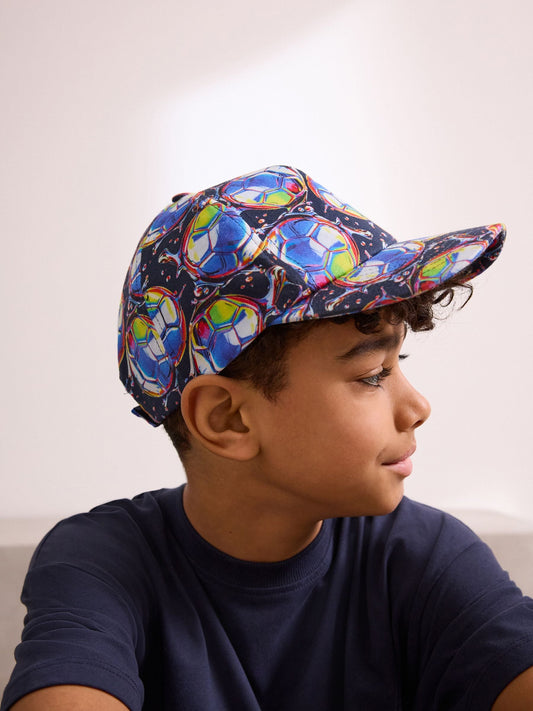 Football Print 100% Cotton Baseball Cap Hat (3-16yrs) image 3