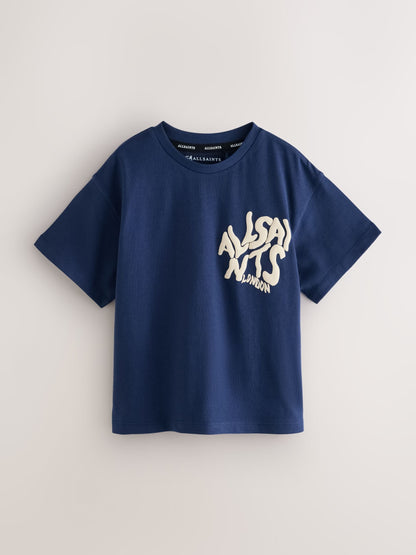 Dsiney Kidz - smALLSAINTS Navy Oversized Orlando Logo Crew Neck T-Shirt image 1