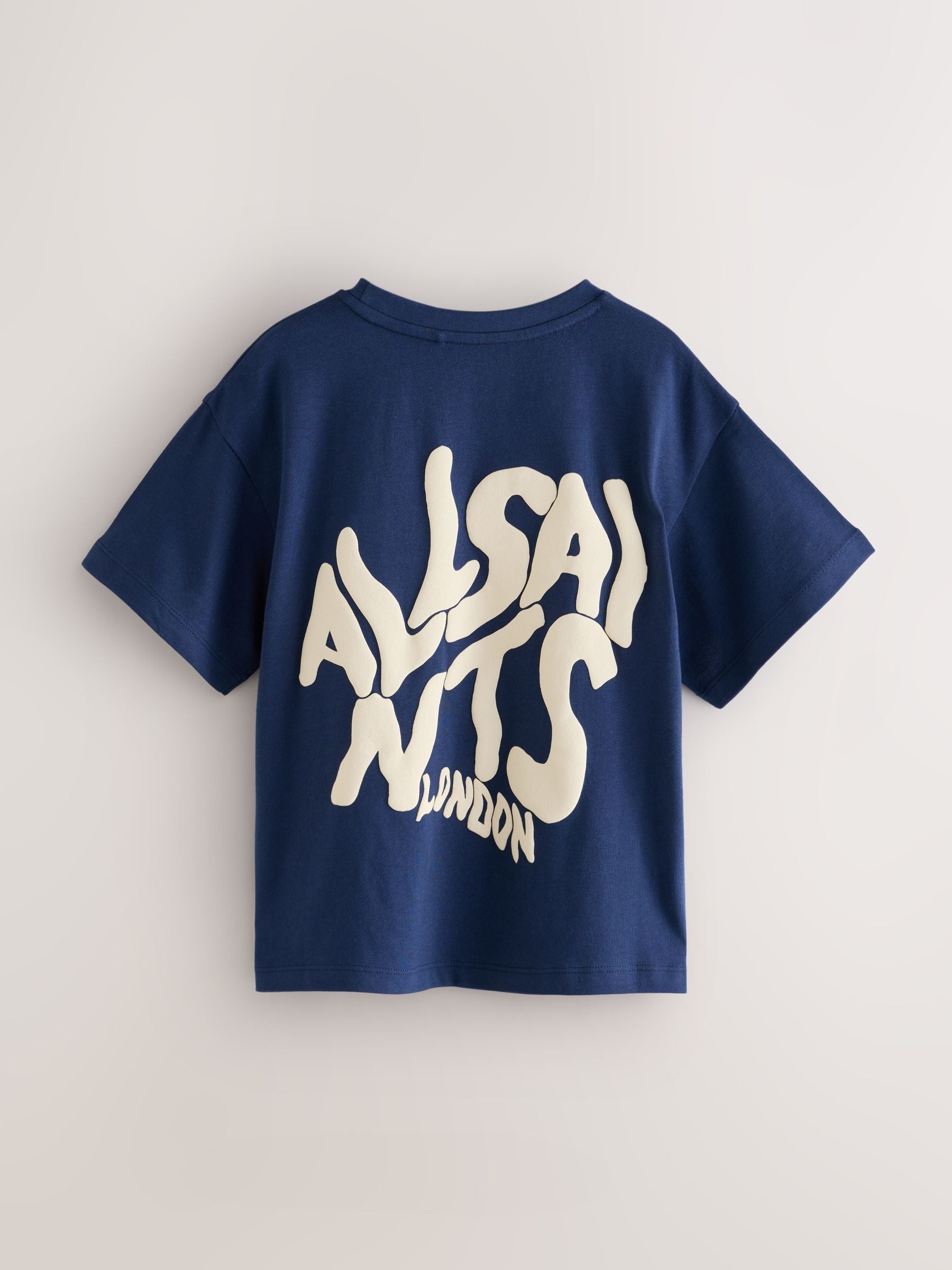 Dsiney Kidz - smALLSAINTS Navy Oversized Orlando Logo Crew Neck T-Shirt image 2