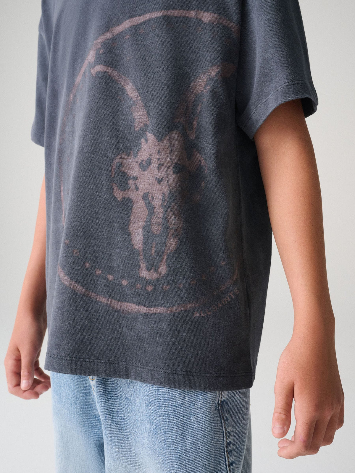 smALLSAINTS Washed Black Stamp Oversized Crew Neck T-Shirt - image 3