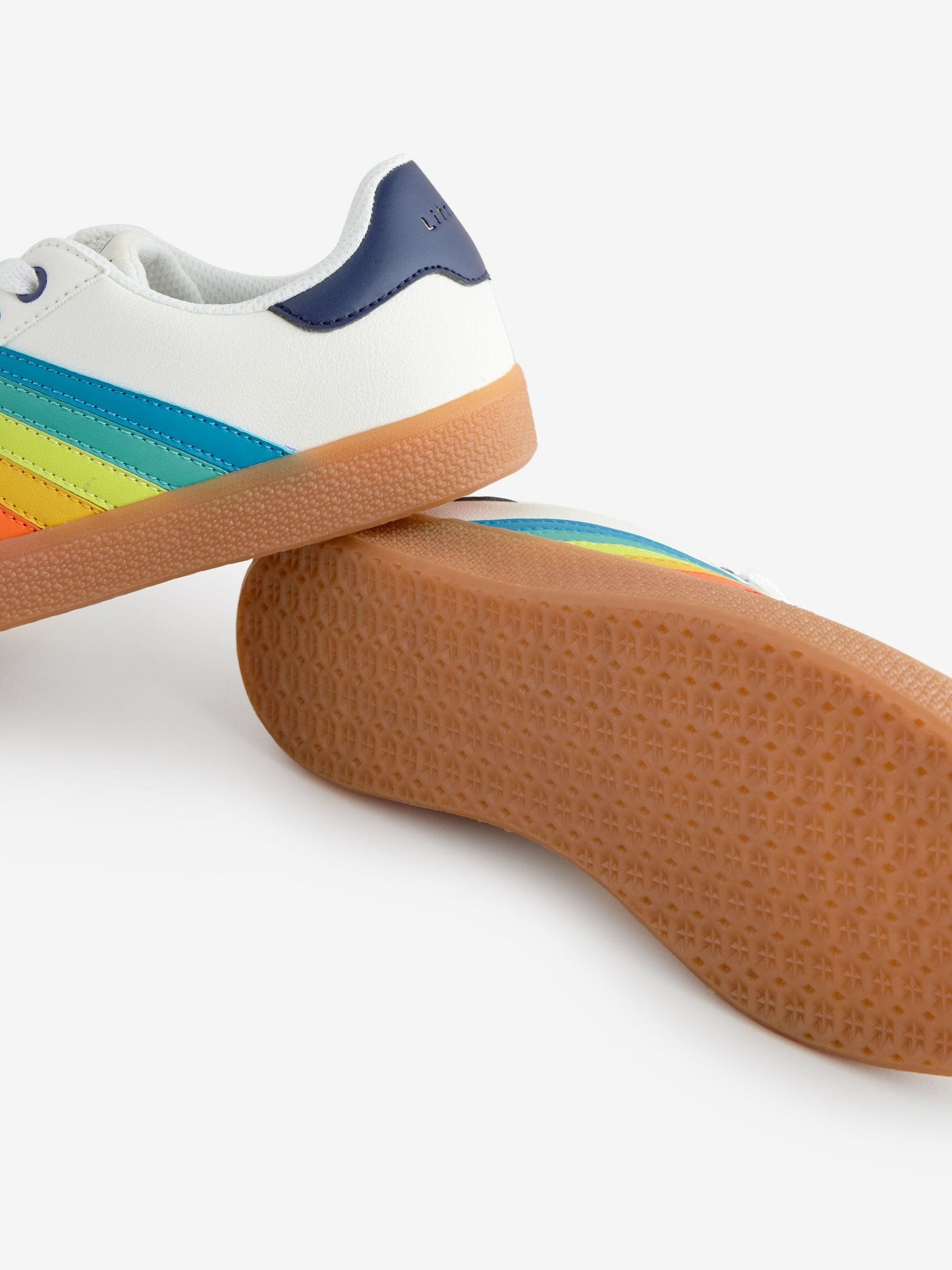 Little Bird by Jools Oliver White Older Gum Sole Trainers with Rainbow Stripe image 5
