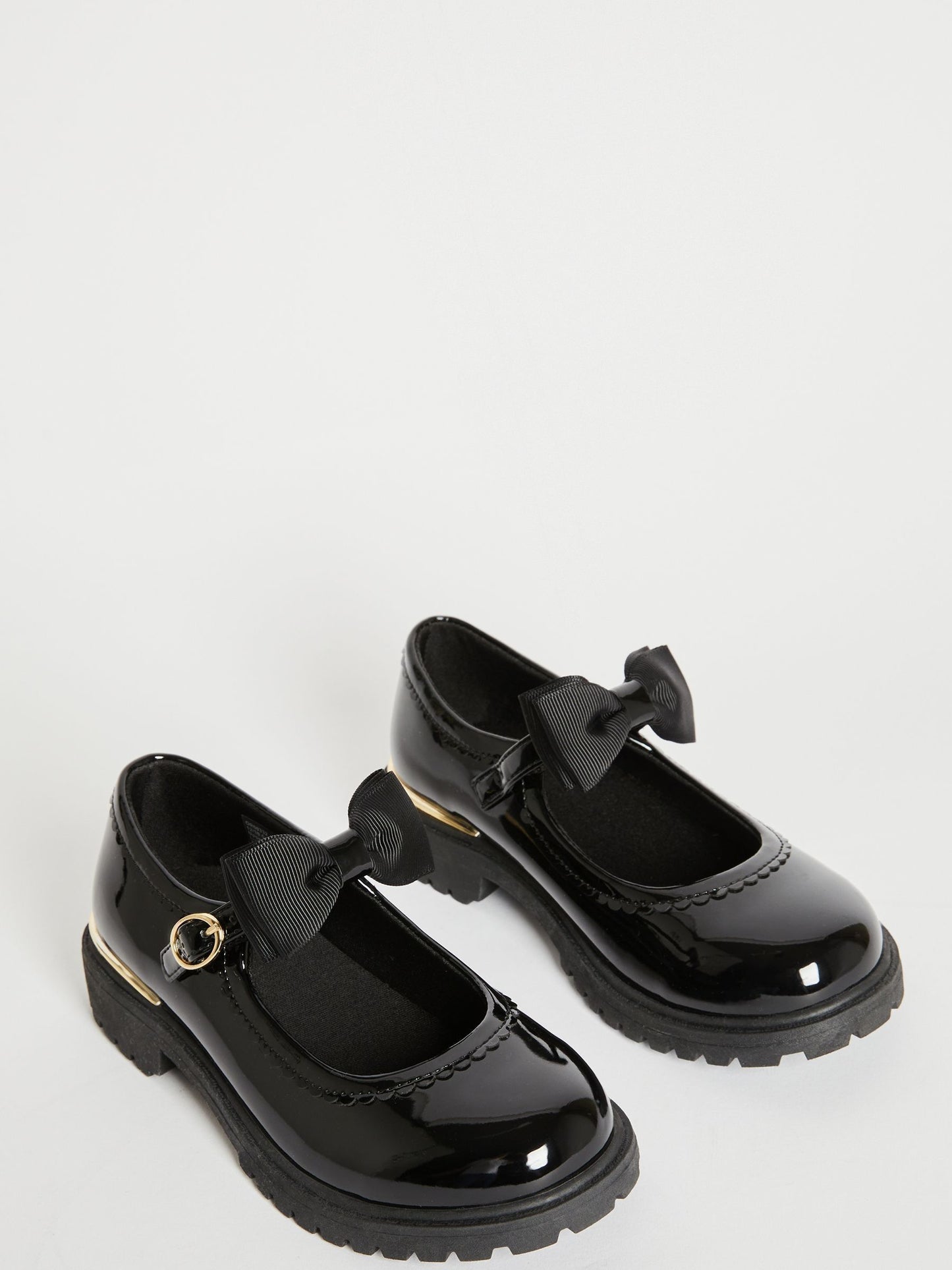 Lipsy Black Standard Fit (F) Metal Clip Patent Bow Strap School Shoes image 4