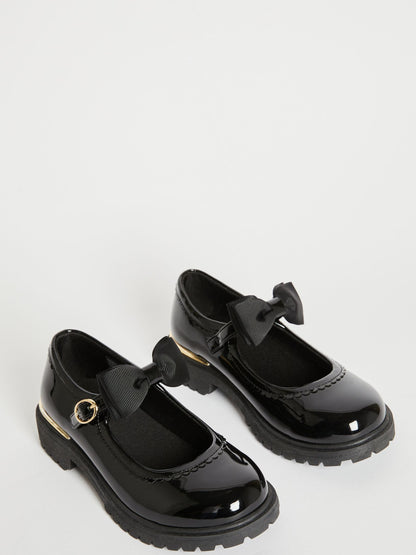Lipsy Black Standard Fit (F) Metal Clip Patent Bow Strap School Shoes image 4