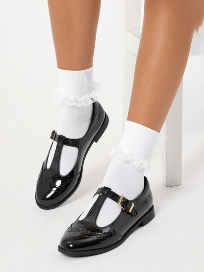 Lipsy Black Wide Fit (G) Girl Mary Jane Dolly Patent School Shoes image 2