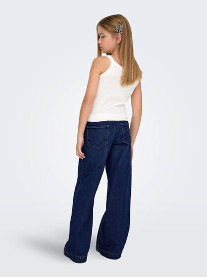Dsiney Kidz - ONLY KIDS Blue 100% Cotton Wide Leg Jeans With Adjustable Waist image 2