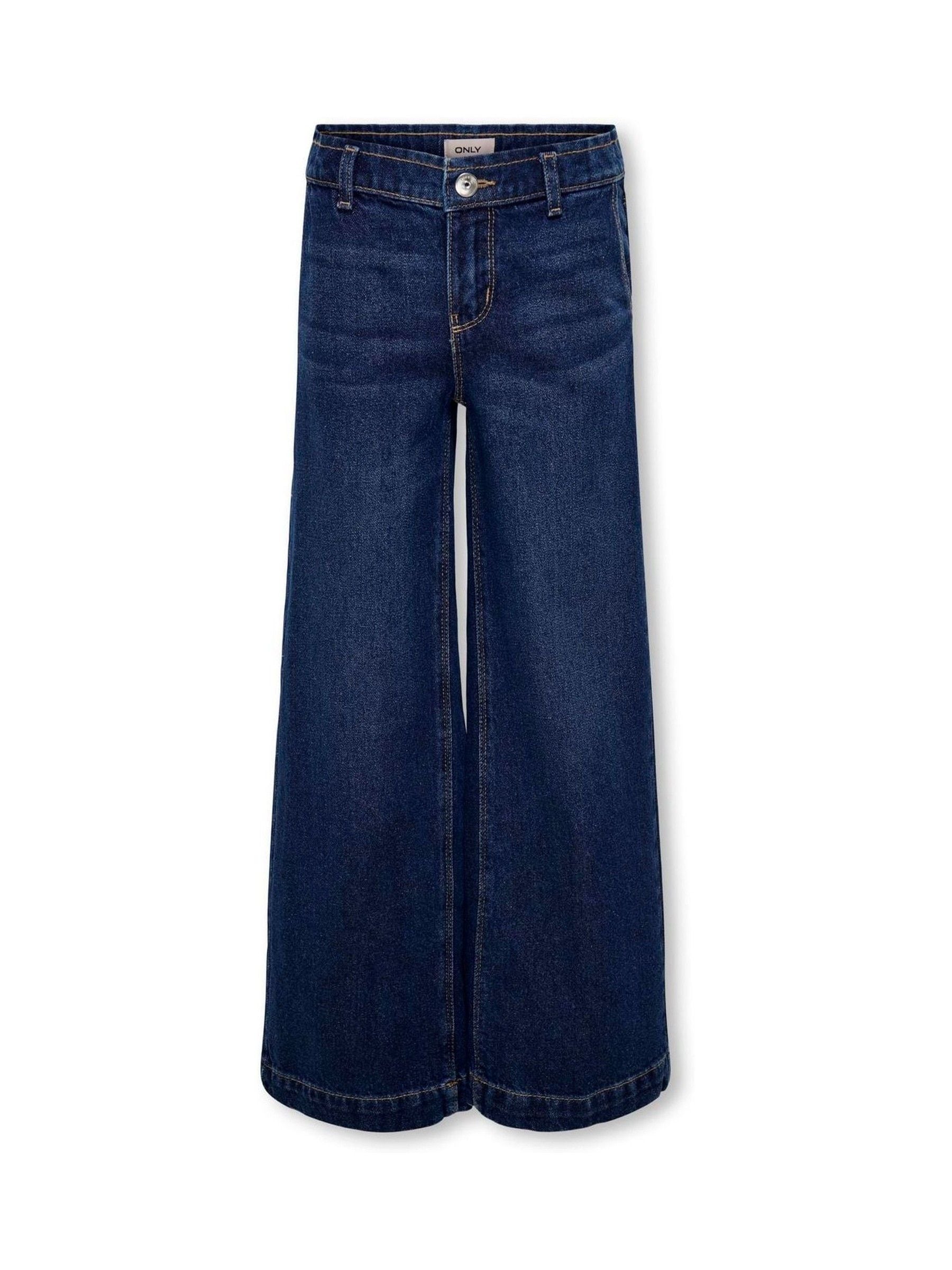 Dsiney Kidz - ONLY KIDS Blue 100% Cotton Wide Leg Jeans With Adjustable Waist image 5