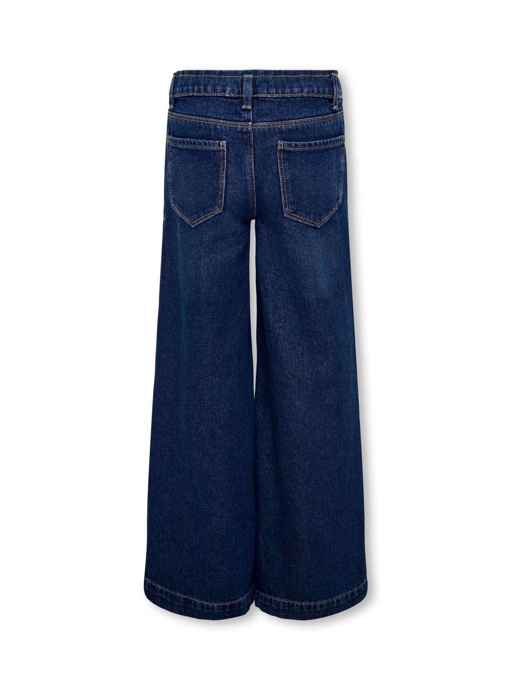 Dsiney Kidz - ONLY KIDS Blue 100% Cotton Wide Leg Jeans With Adjustable Waist image 6