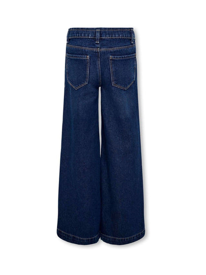 Dsiney Kidz - ONLY KIDS Blue 100% Cotton Wide Leg Jeans With Adjustable Waist image 6