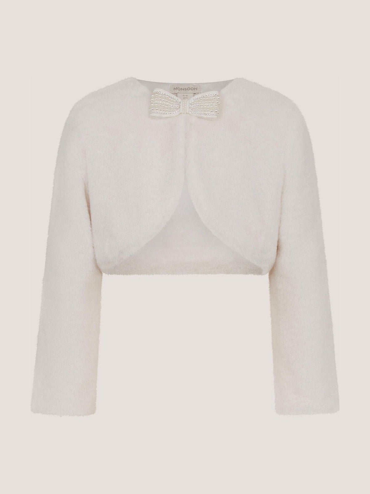 Dsiney Kidz - Monsoon Cream Lara Bow Faux Fur Cardigan image 2
