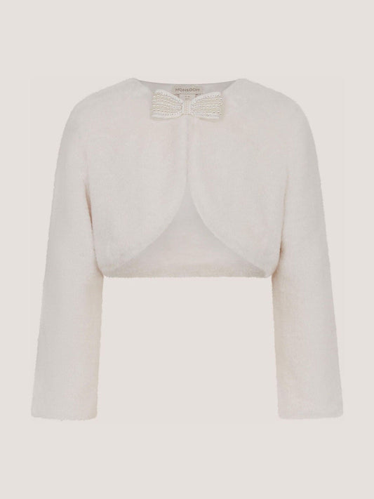 Dsiney Kidz - Monsoon Cream Lara Bow Faux Fur Cardigan image 2