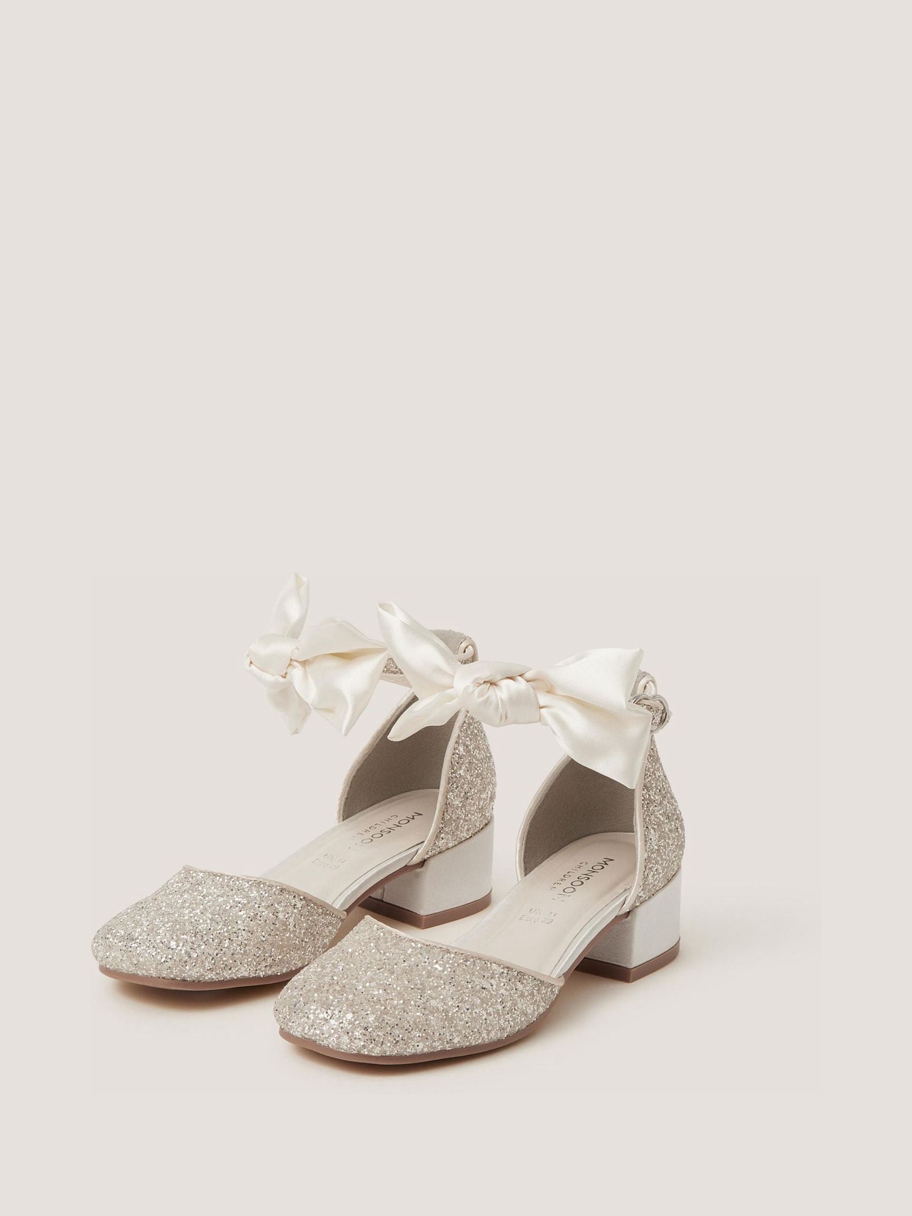 Monsoon Cream Sara Bow Glitter Two-Part Heels image 1