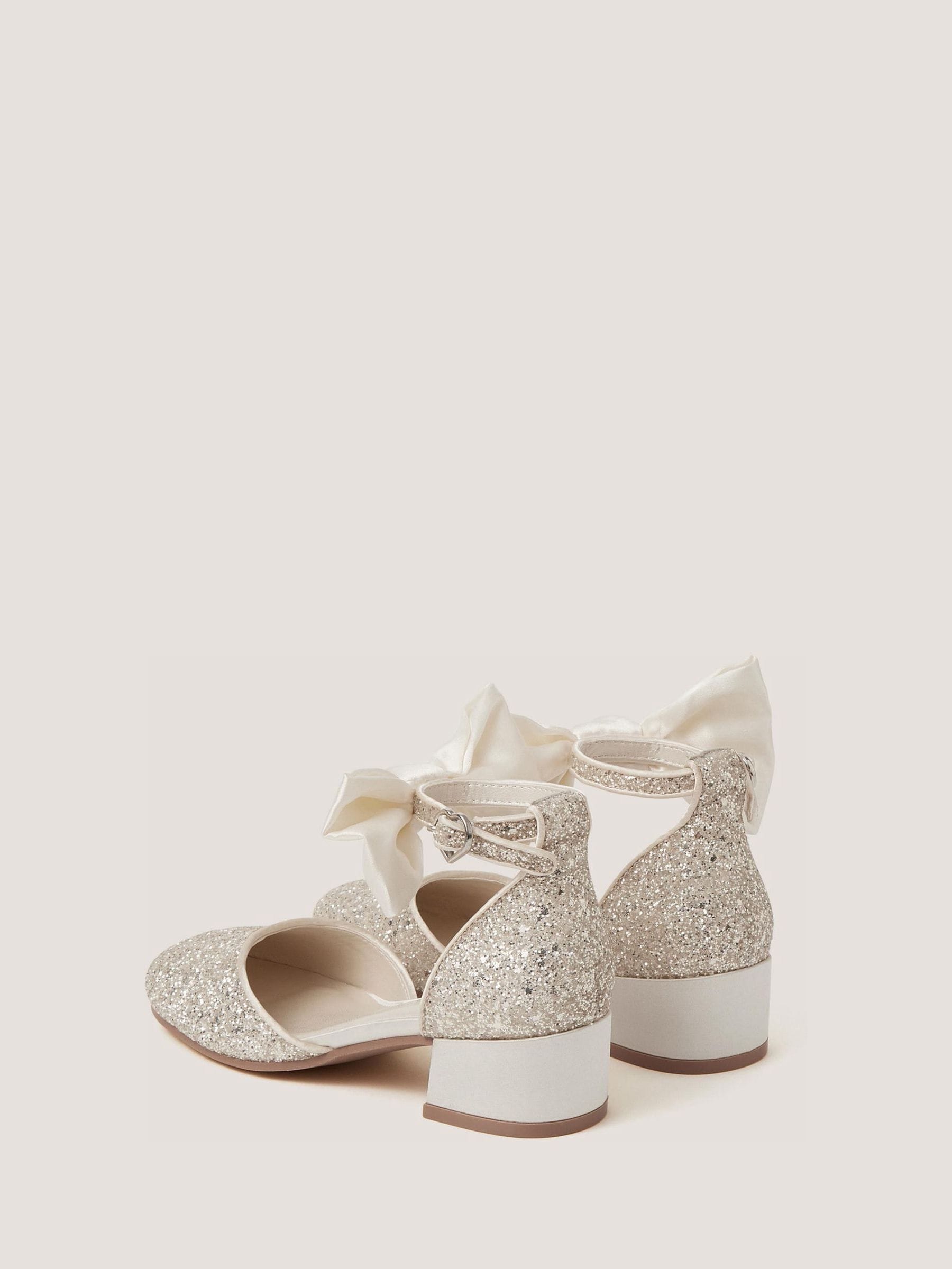 Monsoon Cream Sara Bow Glitter Two-Part Heels image 2