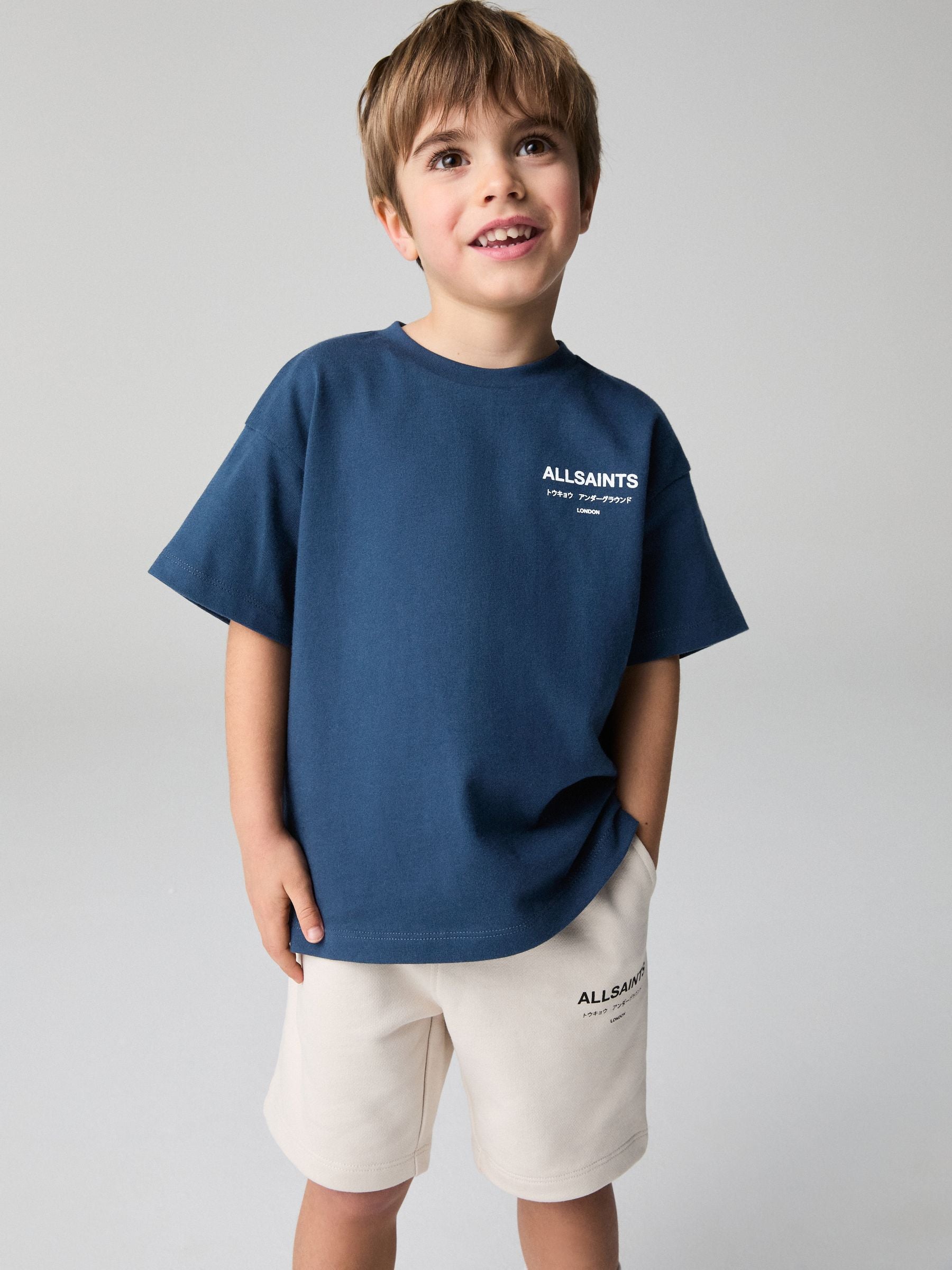 smALLSAINTS Navy Younger Oversized Underground Crew Neck T-Shirt image 1