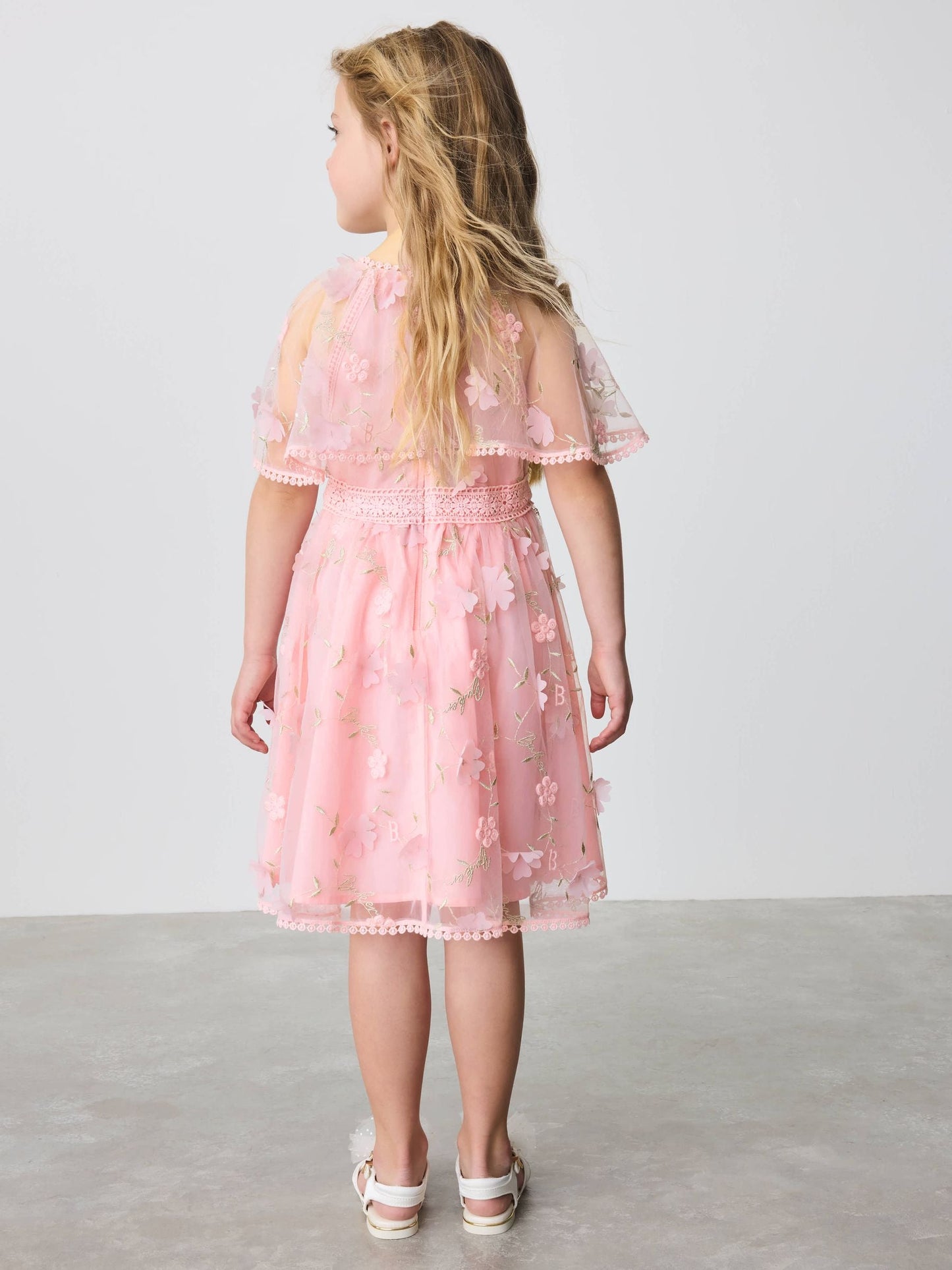 Baker by Ted Baker Pink 3D Scattered Floral Print Angel Sleeve Dress