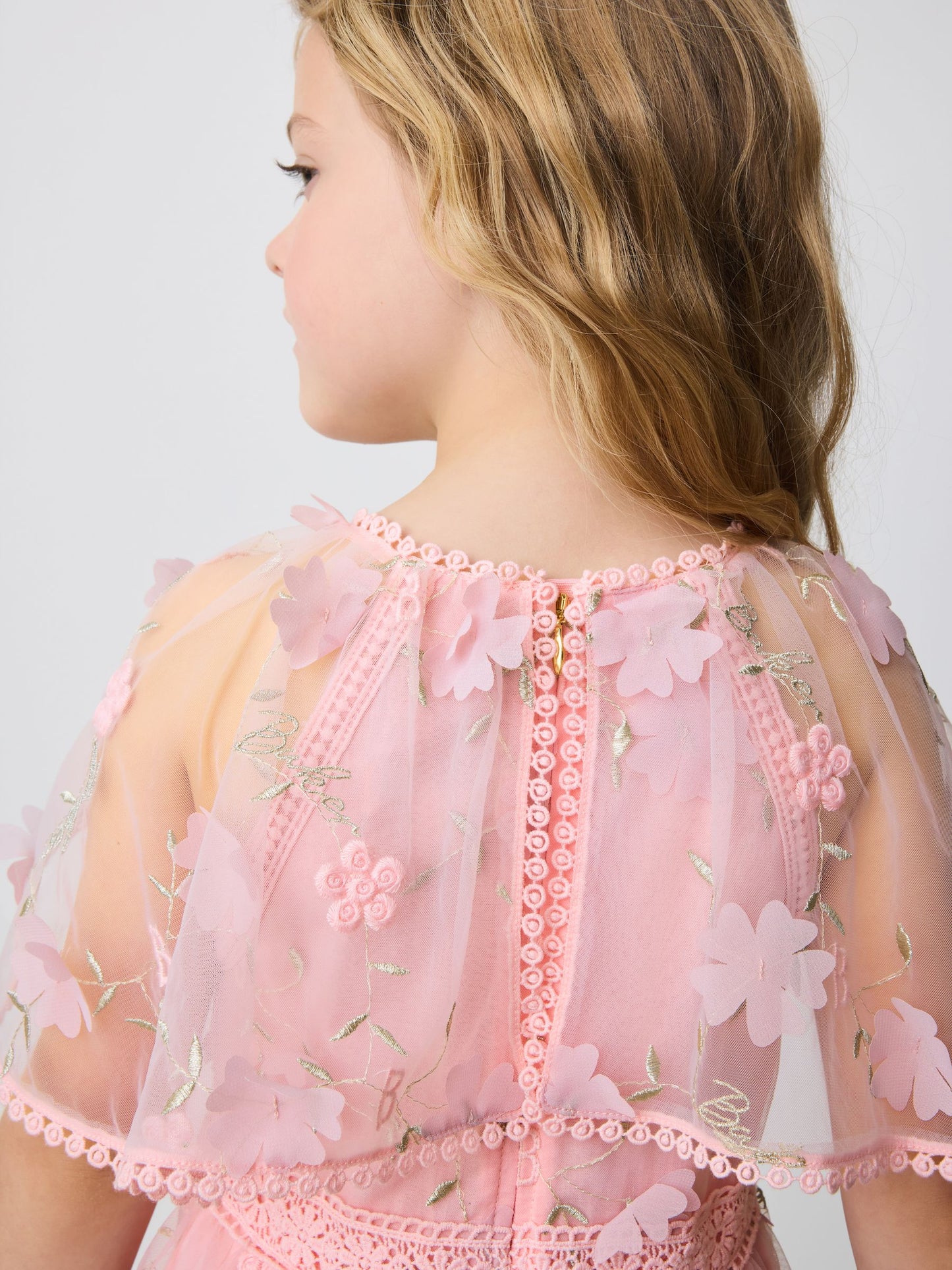 Baker by Ted Baker Pink 3D Scattered Floral Print Angel Sleeve Dress