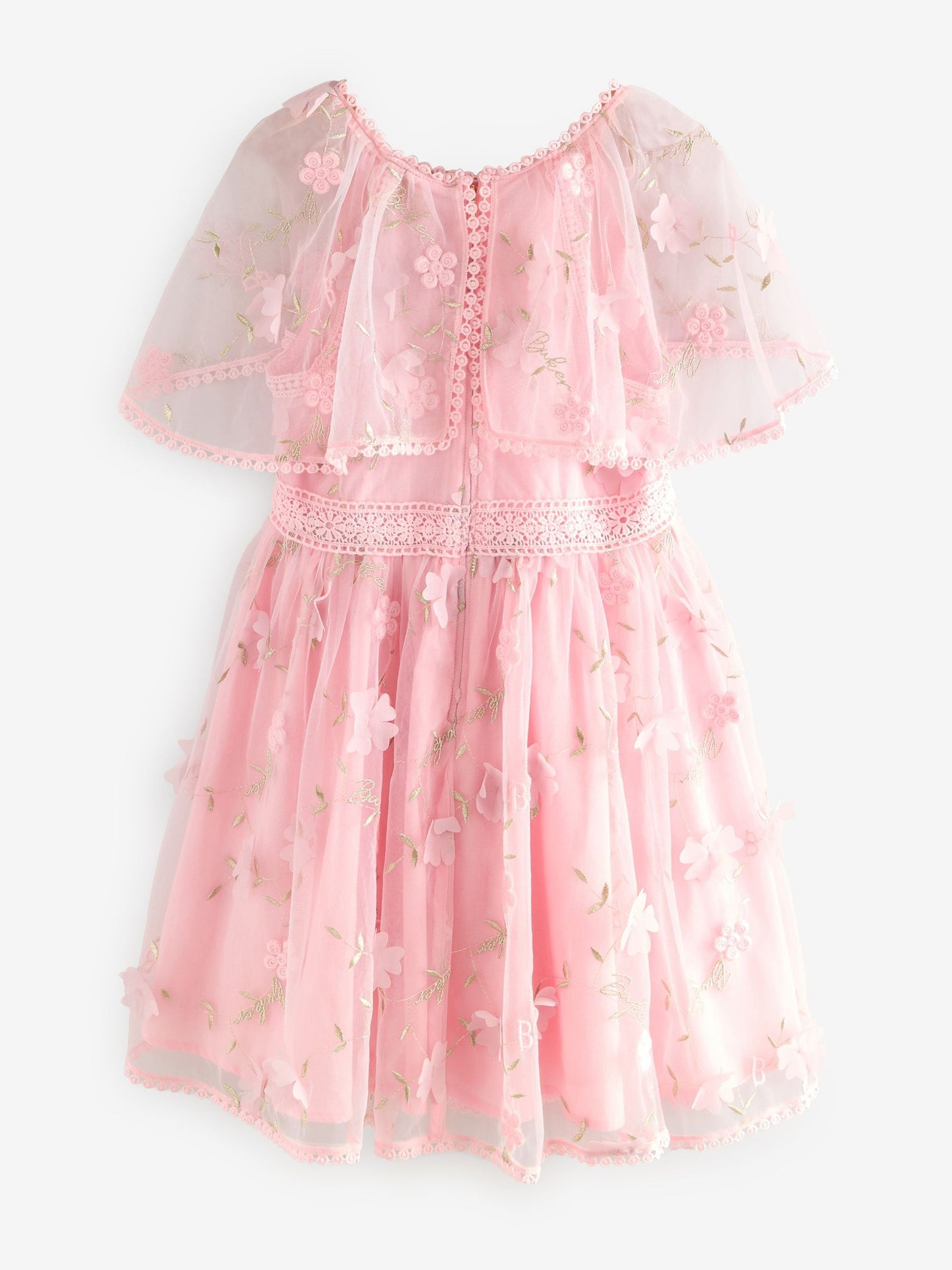 Baker by Ted Baker Pink 3D Scattered Floral Print Angel Sleeve Dress