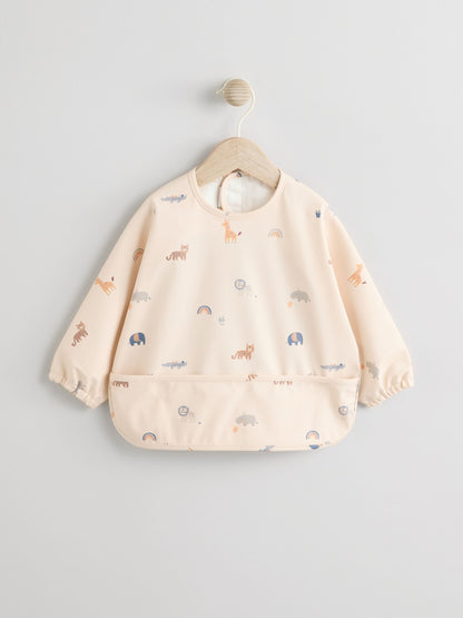 Neutral Mini Jungle Weaning And Feeding Sleeved Bib image 1
