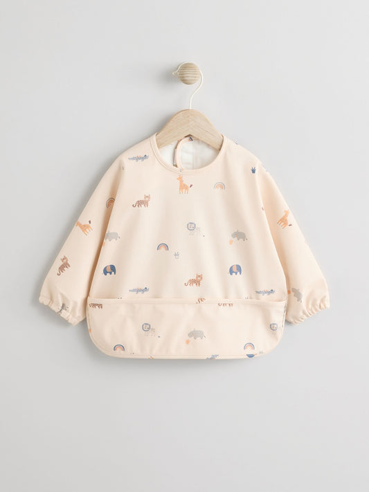 Neutral Mini Jungle Weaning And Feeding Sleeved Bib image 1