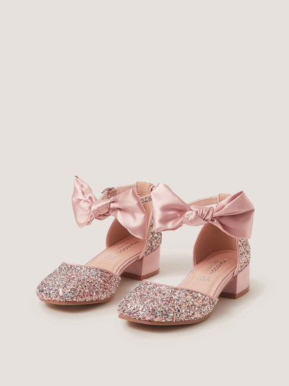 Monsoon Pink Sara Bow Glitter Two-Part Heels image 1