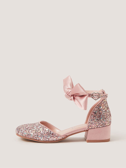 Monsoon Pink Sara Bow Glitter Two-Part Heels image 2