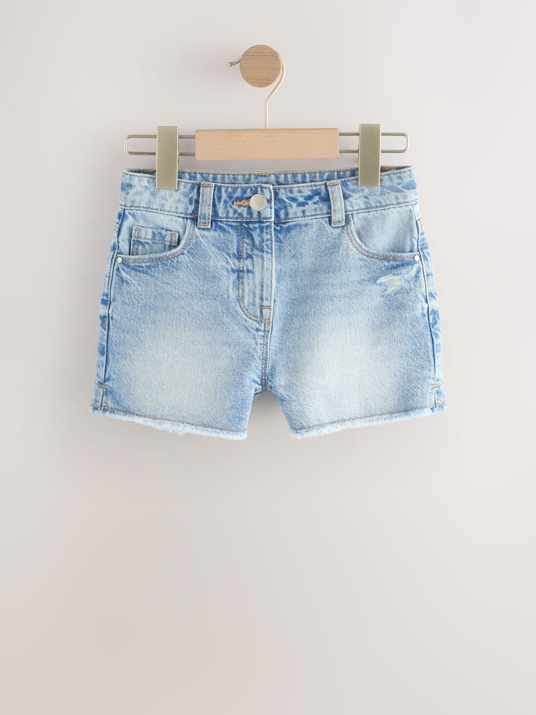 Dsiney Kidz - Mid Blue Regular Length Frayed Edge Denim Shorts (3-16yrs) image 1