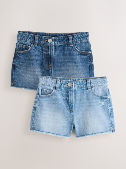Dsiney Kidz - Blue 2 Pack Fray Shorts (3-16yrs) image 1