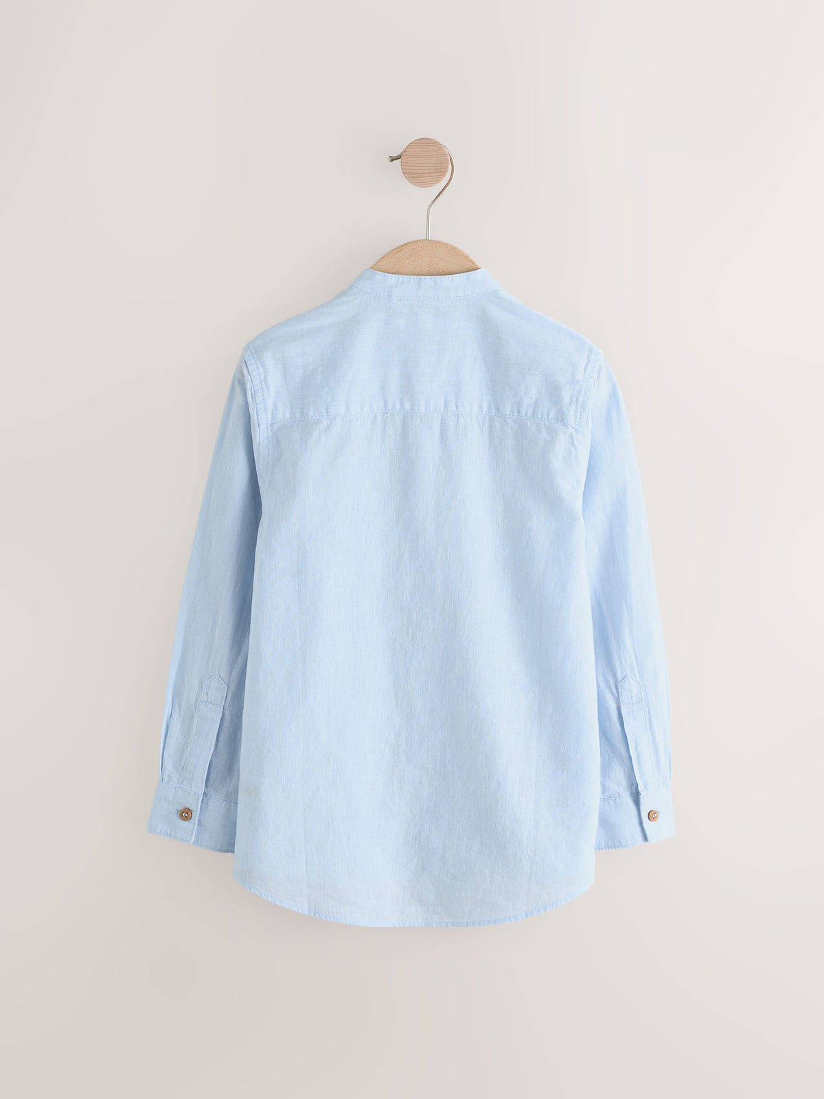 Dsiney Kidz - Pale Blue Grandad Collar Linen Mix Long Sleeve Shirt (3-16yrs) image 1