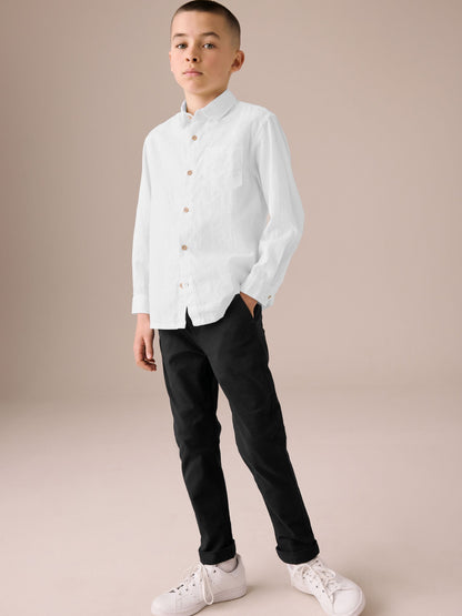 Dsiney Kidz - White Long Sleeve Linen Shirt (3-16yrs) image 3