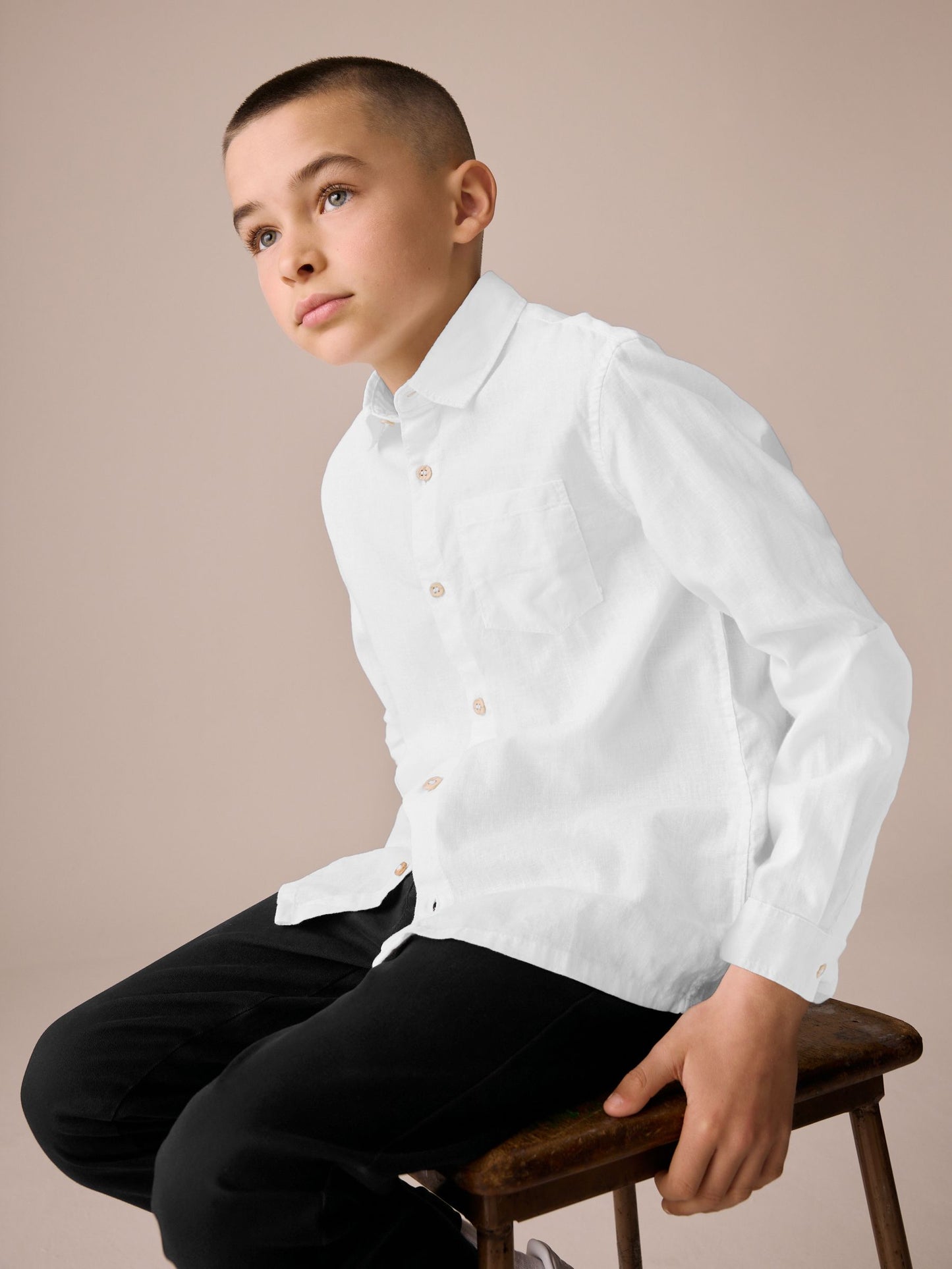Dsiney Kidz - White Long Sleeve Linen Shirt (3-16yrs) image 4