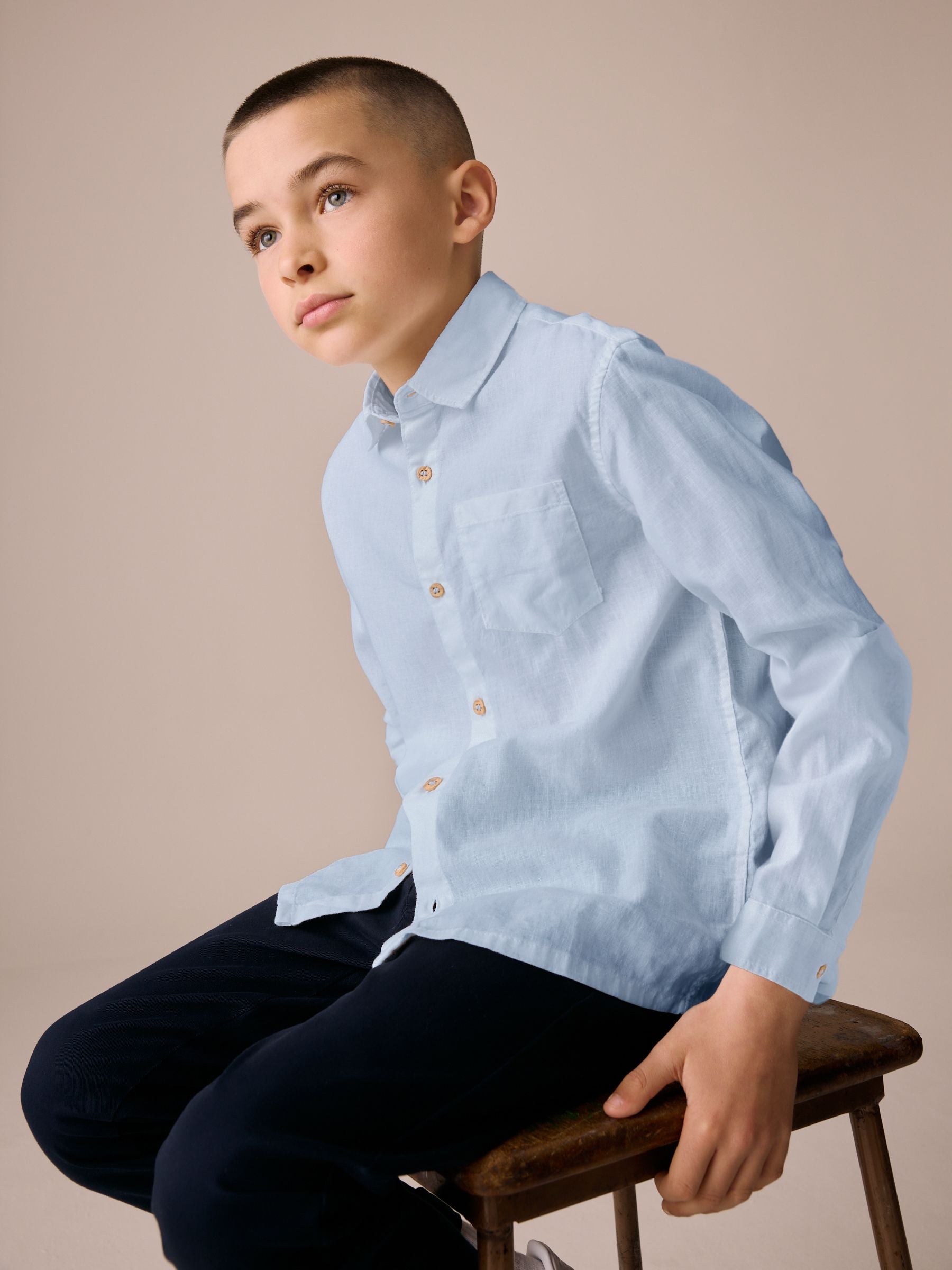 Dsiney Kidz - Blue Long Sleeve Linen Shirt (3-16yrs) image 4